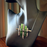 A photo of a sterling silver fashionable chain with New Zealand Jade. This is stylish womens statement piece - hand crafted here in New Zealand.